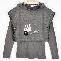 Girls Bowling Knit Hoodie Top