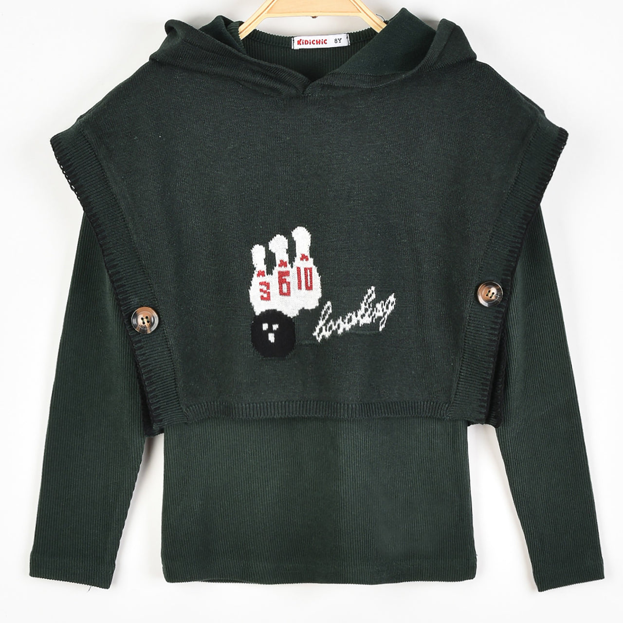 Girls Bowling Knit Hoodie Top
