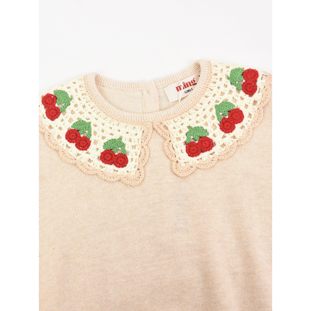 Melange Knit Cherry Collar Top