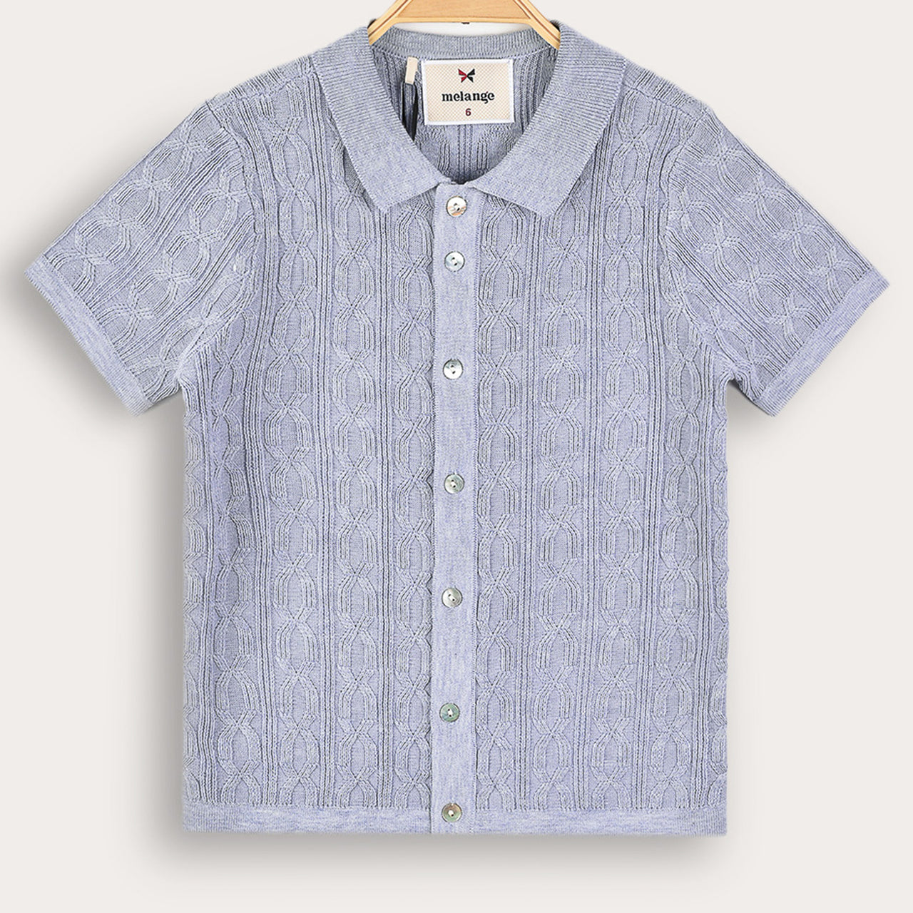 Melange Knit Button Down Shirt