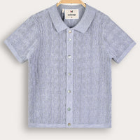 Melange Knit Button Down Shirt