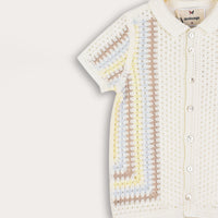 Melange Retro Crochet Knit Shirt