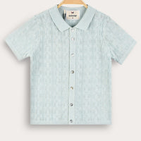 Melange Knit Button Down Shirt