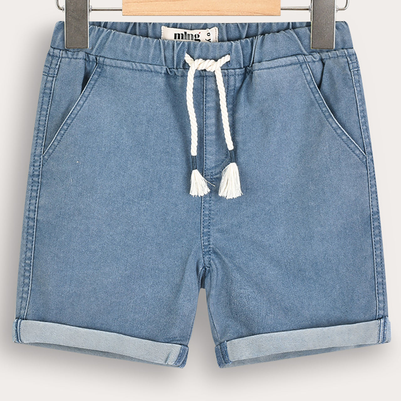 Melange Jeans Style Knit Shorts