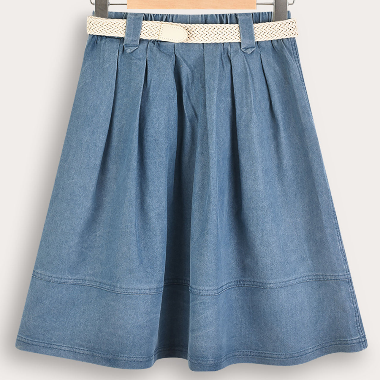 Melange Jeans Style Mid Skirt