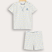 Striped EMB Boat Baby Set