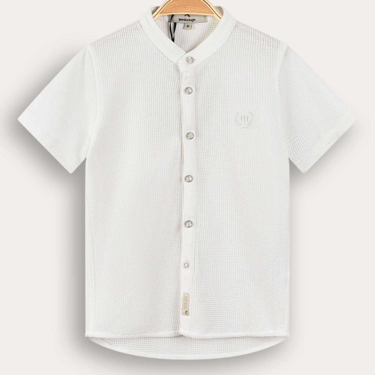 Melange Mandarin Collar Shirt