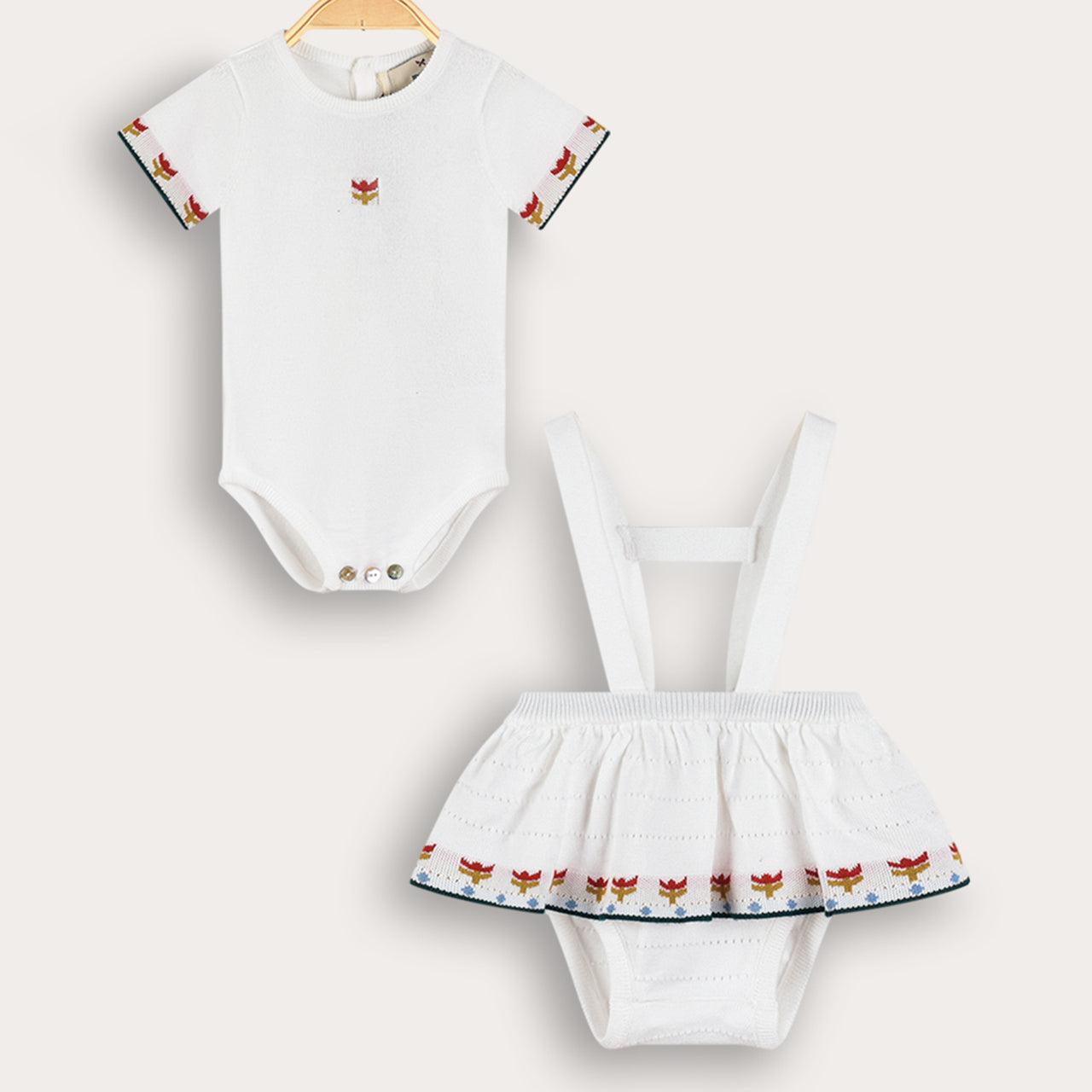 Melange Crochet Straps Baby Set