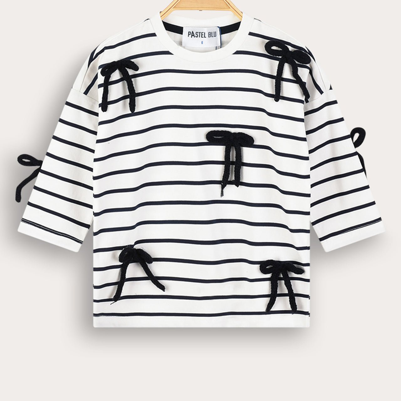 Girls Stripe Bow Tie Shirt
