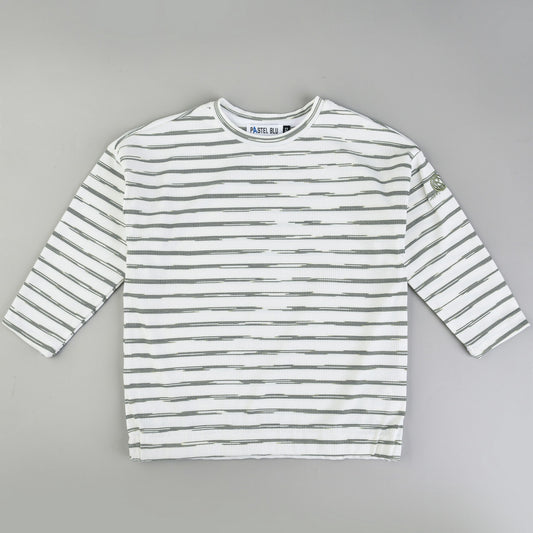 3/4 Sleeve Rib Striped Top