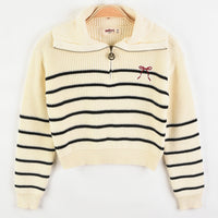 Melange Zipper Bow Sweater