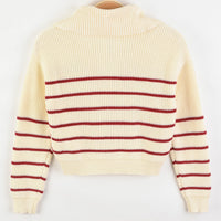 Melange Zipper Bow Sweater