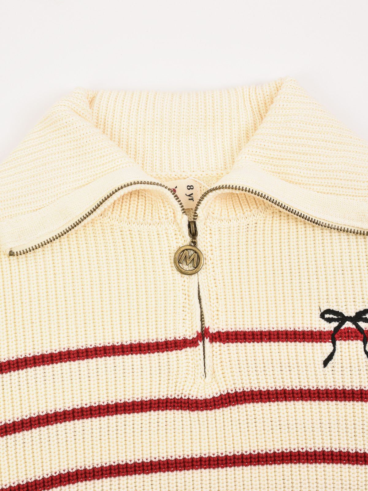 Melange Zipper Bow Sweater