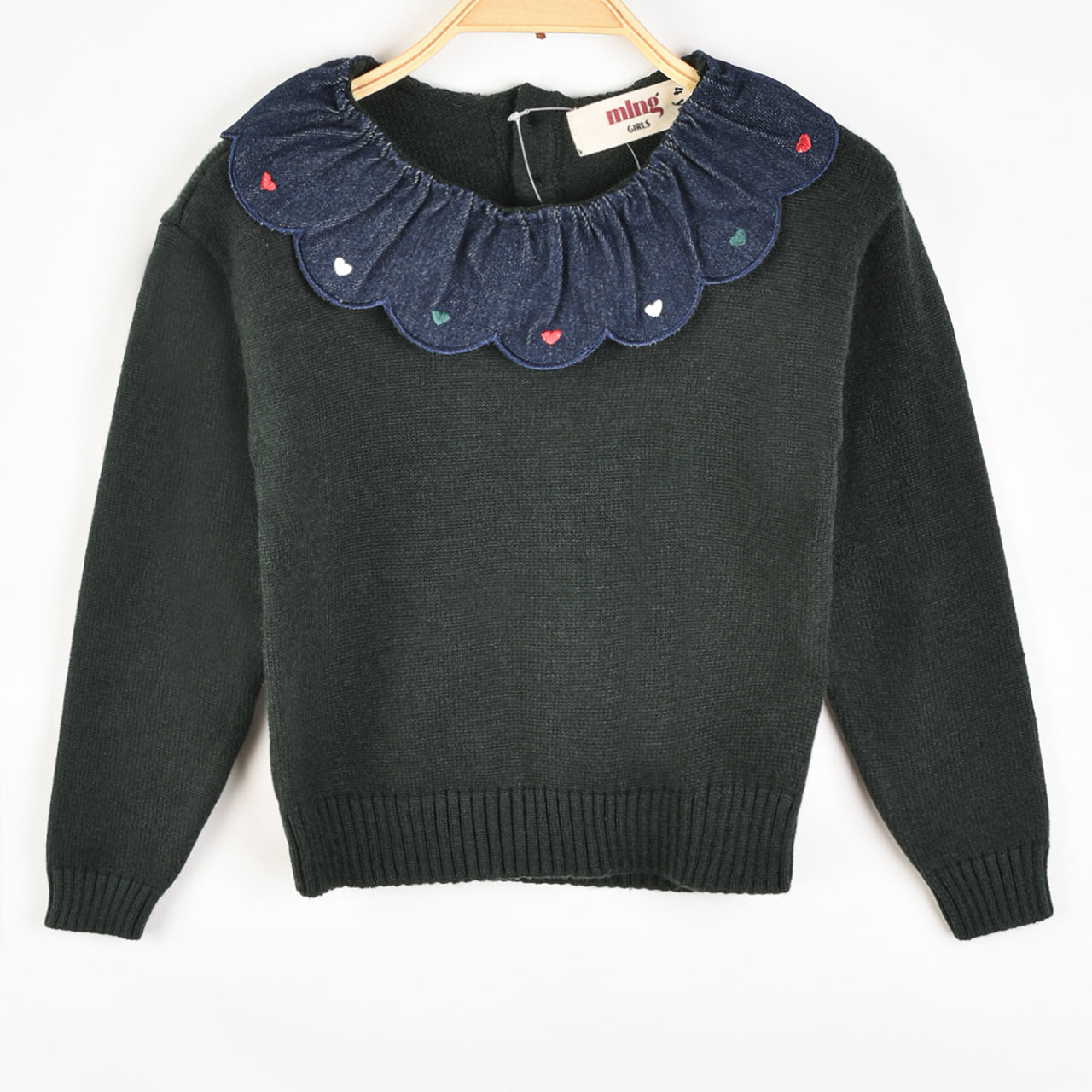 Melange EMB Knit Collar Sweater