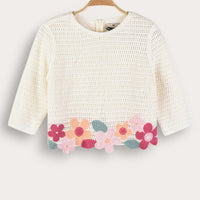 Melange Crochet Flower Shirt