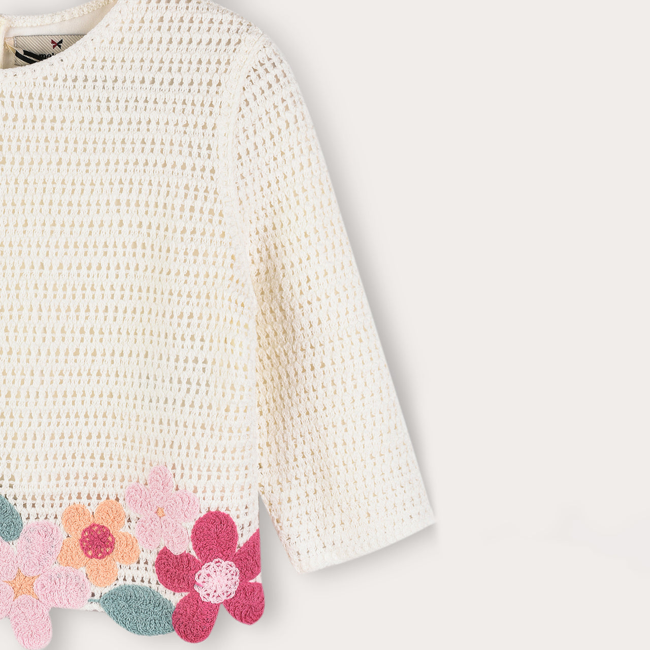 Melange Crochet Flower Shirt