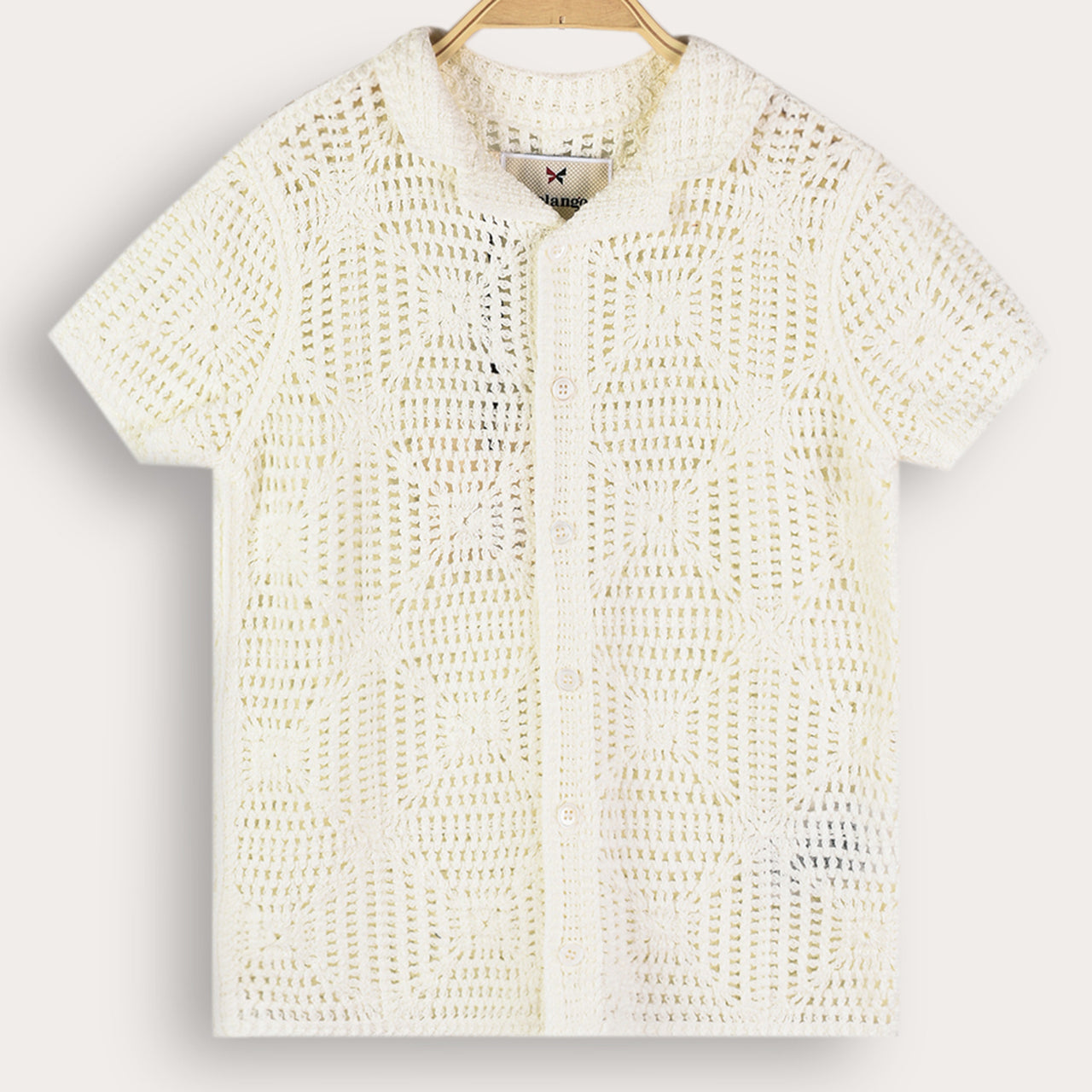 Melange Crochet Knit Shirt