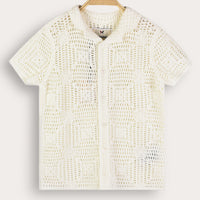 Melange Crochet Knit Shirt