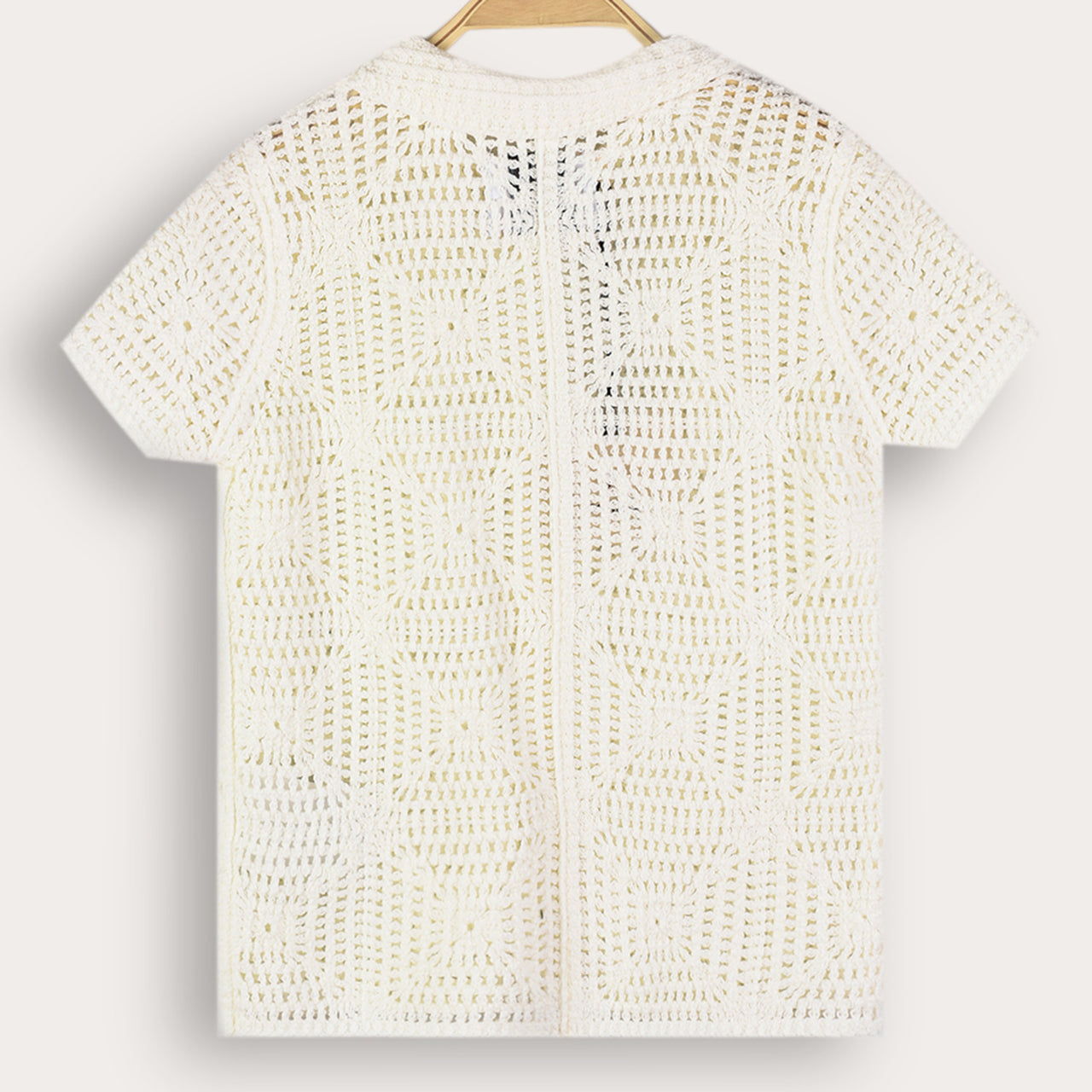 Melange Crochet Knit Shirt