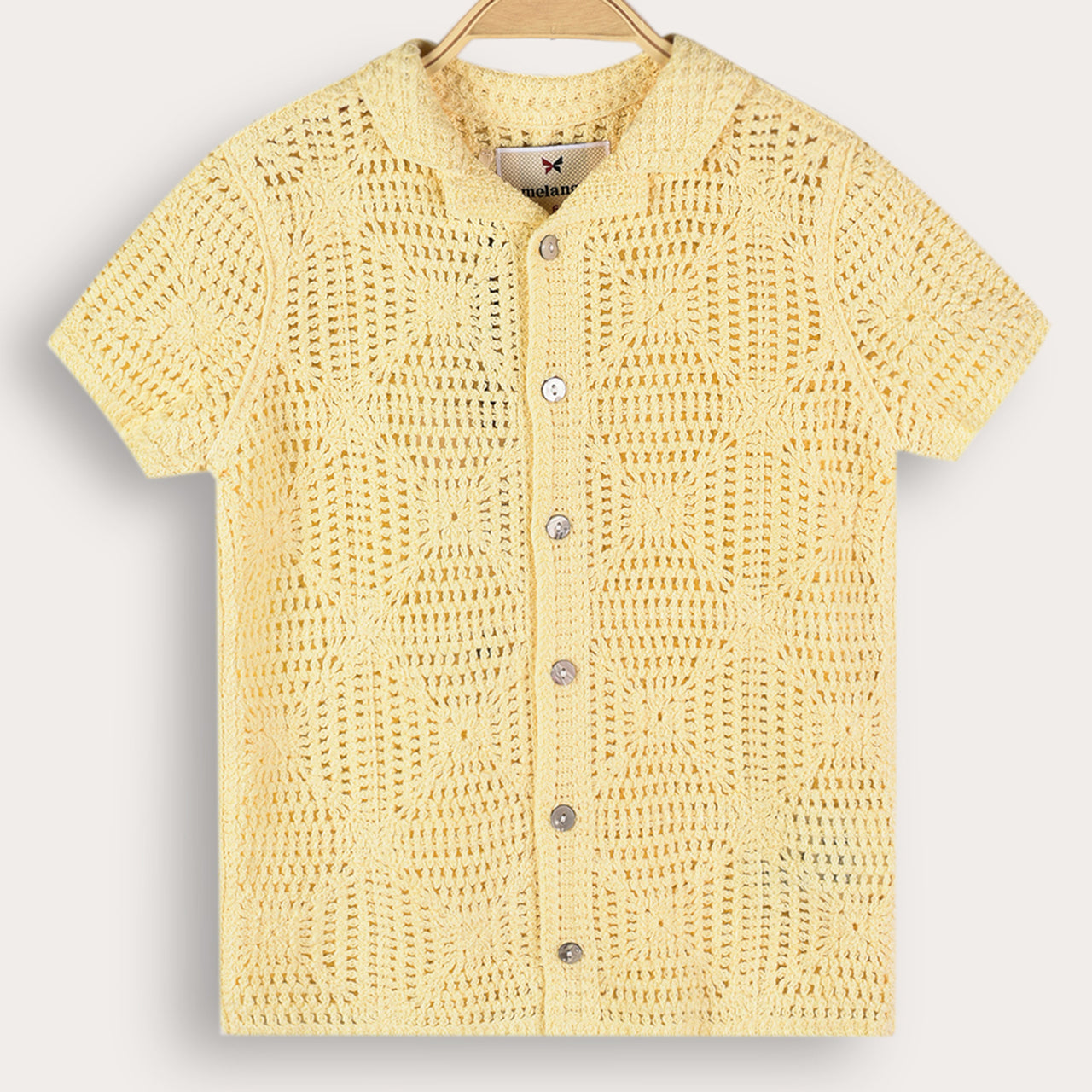Melange Crochet Knit Shirt