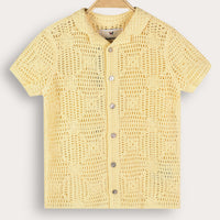 Melange Crochet Knit Shirt