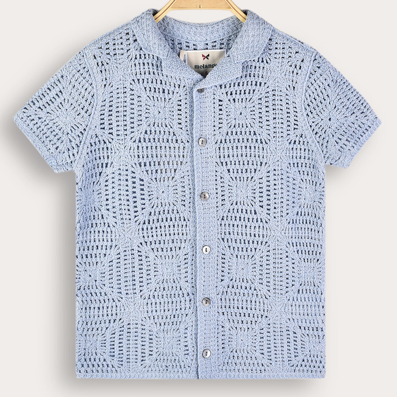 Melange Crochet Knit Shirt