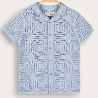 Melange Crochet Knit Shirt