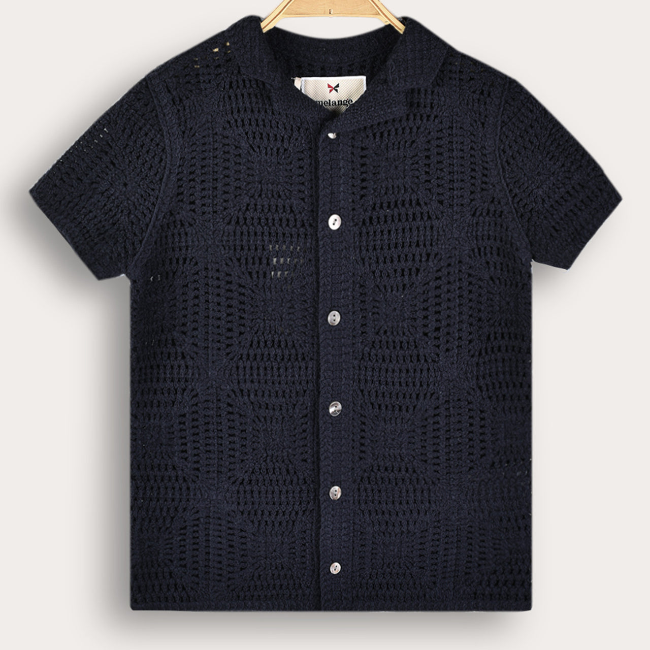 Melange Crochet Knit Shirt