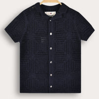 Melange Crochet Knit Shirt