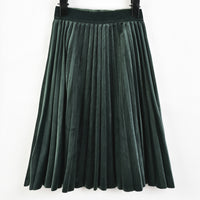 Melange Pleated Velour Skirt