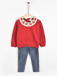 Melange Cherry Collar Baby Set