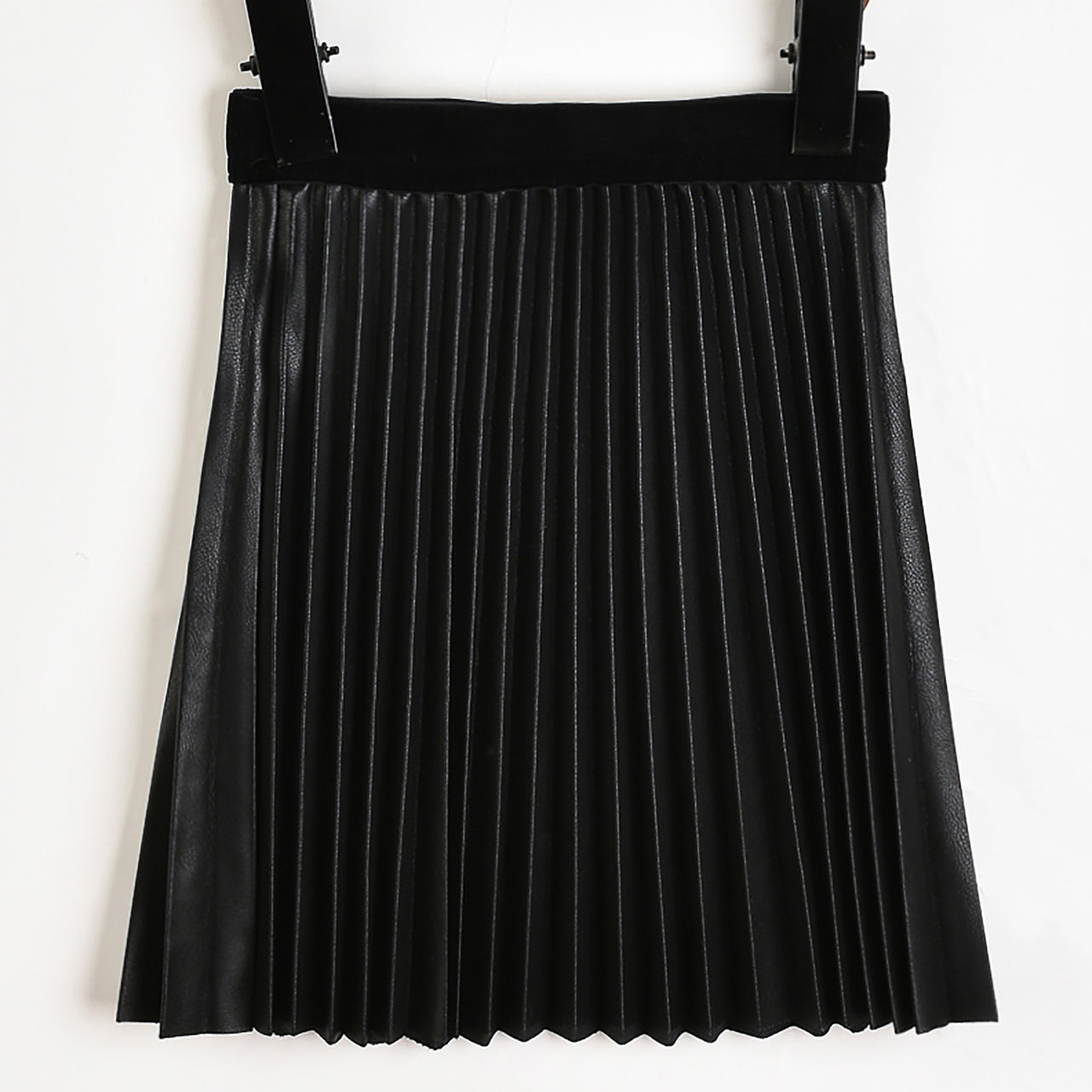 Melange PU Pleated Skirt