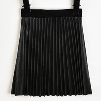 Melange PU Pleated Skirt