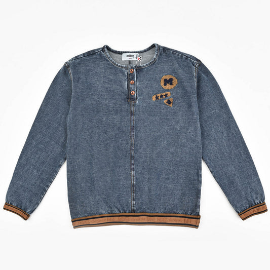 Melange Denim Boys Logo Sweater