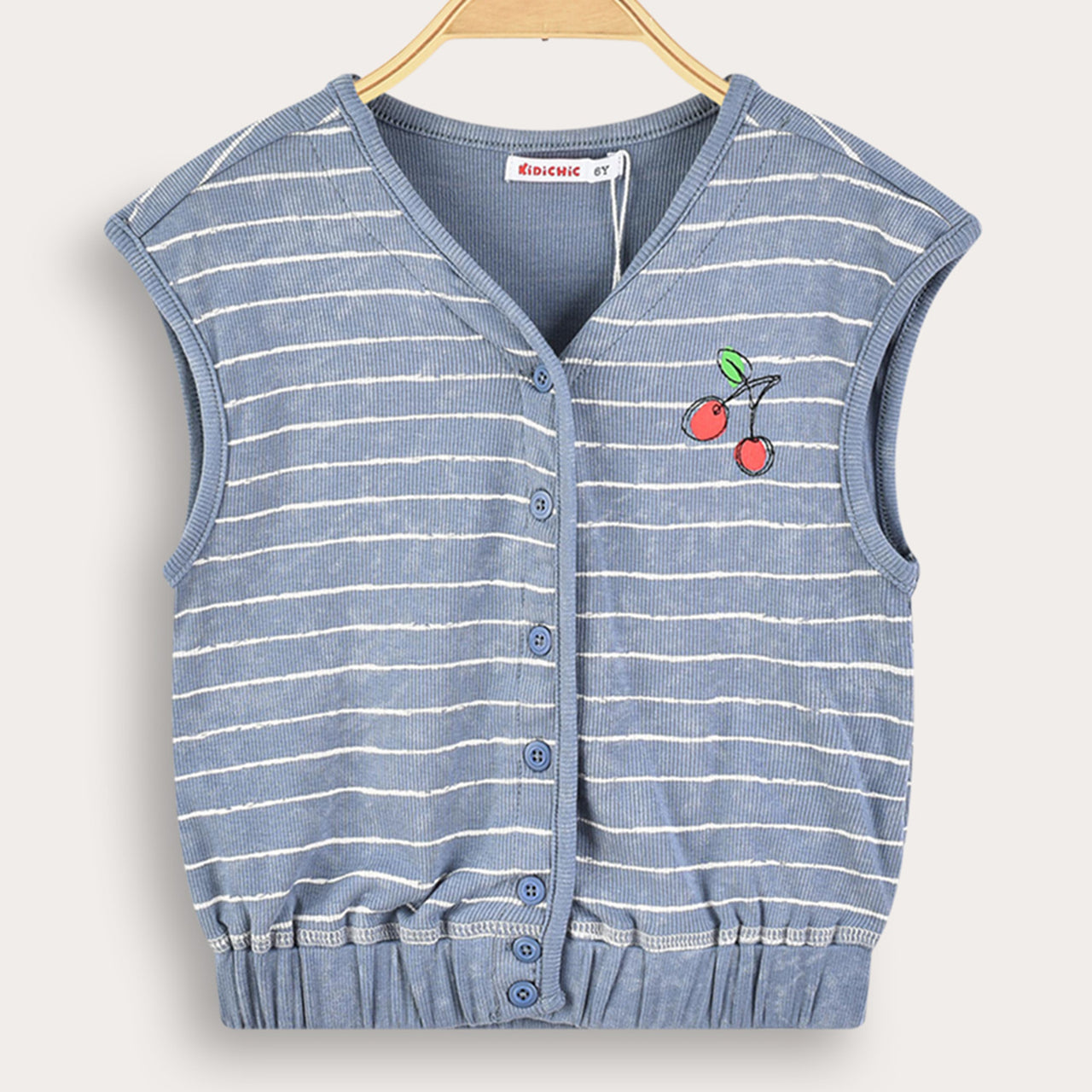 Cherry Striped Girls Vest