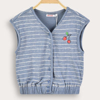 Cherry Striped Girls Vest