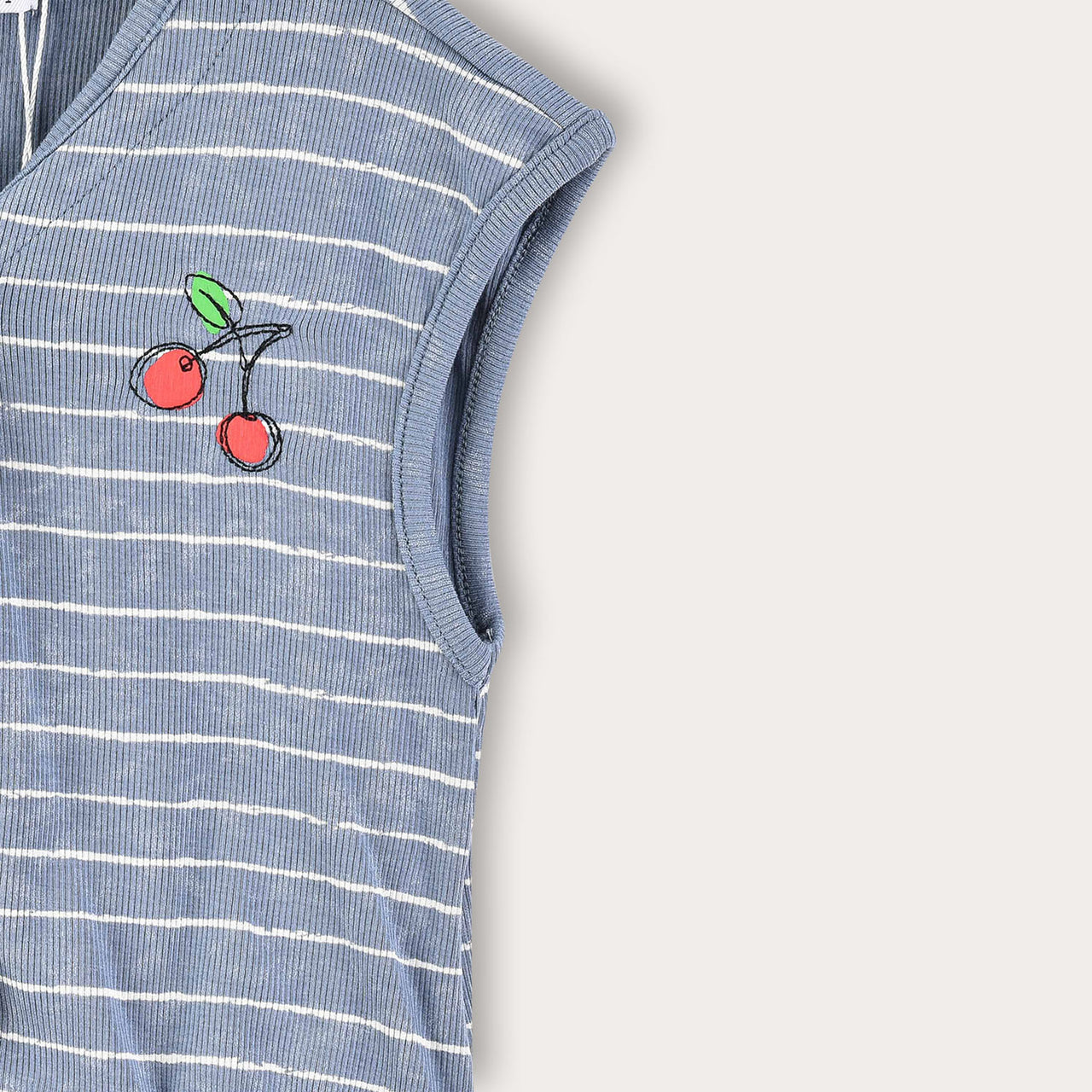 Cherry Striped Girls Vest