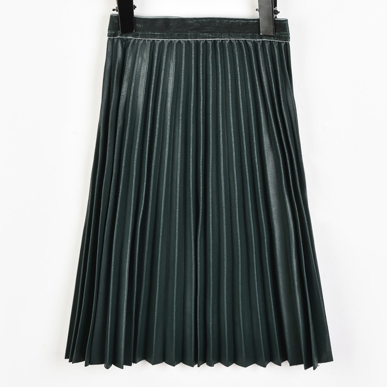 Melange PU Pleated Skirt