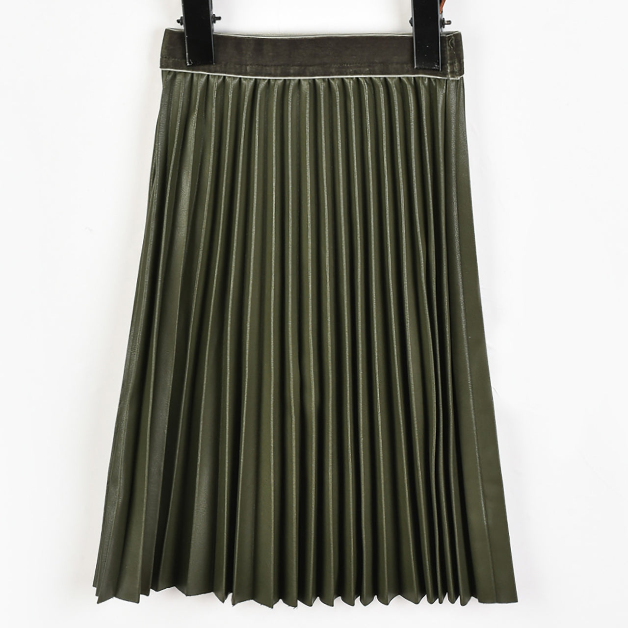 Melange PU Pleated Skirt