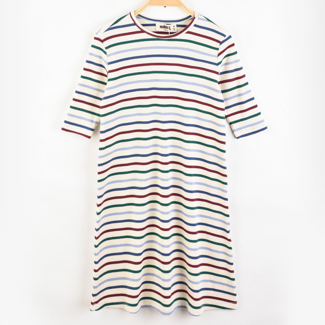 Melange Girls Stripes Rib Nightgown