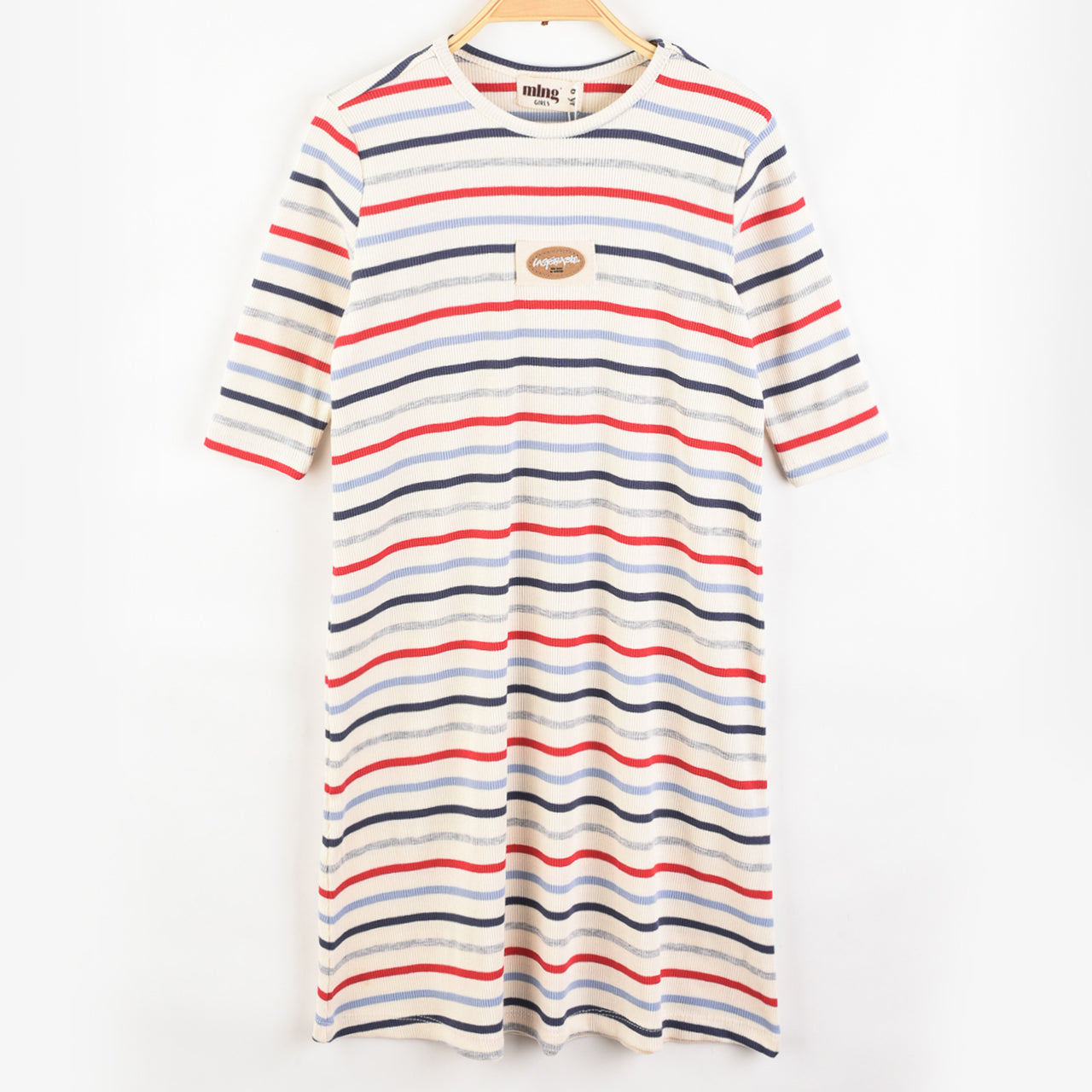 Melange Girls Stripes Rib Nightgown