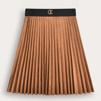 Suede Pleated Skirt