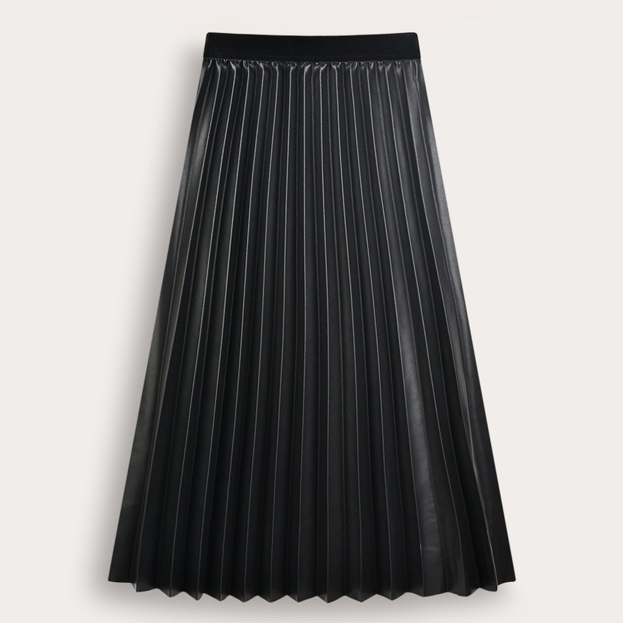 Melange Pleather Pleated Midi Skirt