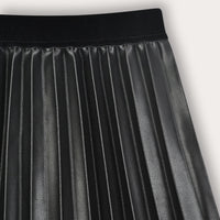 Melange Pleather Pleated Midi Skirt