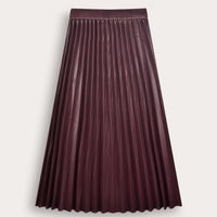 Melange Pleather Pleated Maxi Skirt