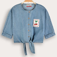 Melange Cherry Denim Top