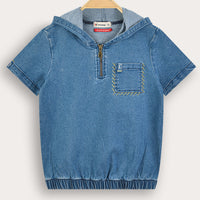Melange Denim Stitch Top