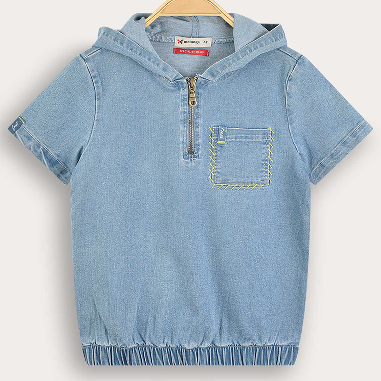 Melange Denim Stitch Top