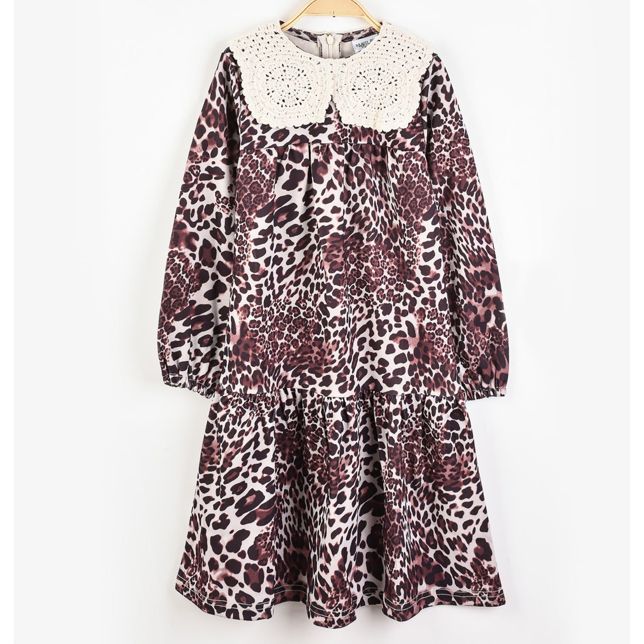 Girls Crochet Collar Dress Brown / 4 Girls Crochet Collar Dress Brown / 4