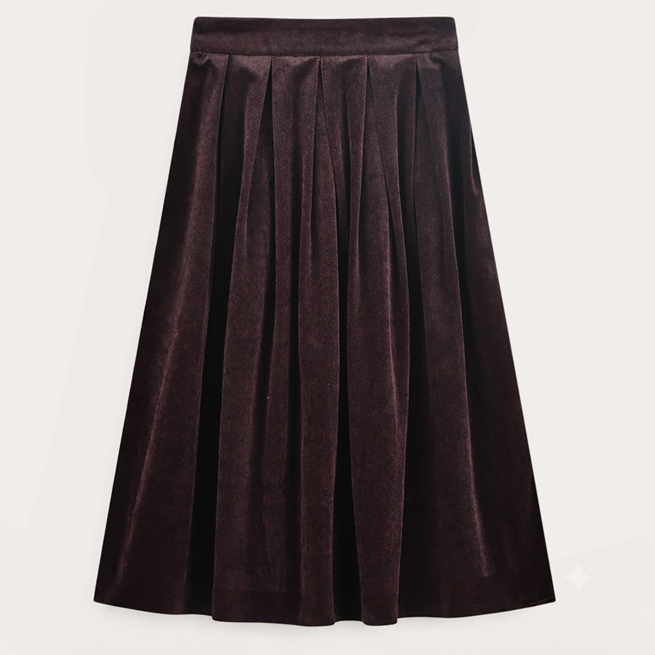 Pleated Velour Skirt